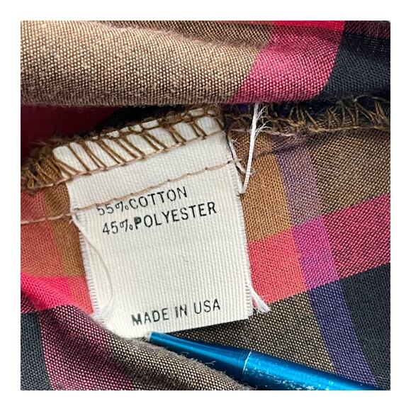 Vintage Mr. Witt USA Plaid Ruffle Collar Blouse Size 14 Made in USA 70s 80s - Picture 9 of 12